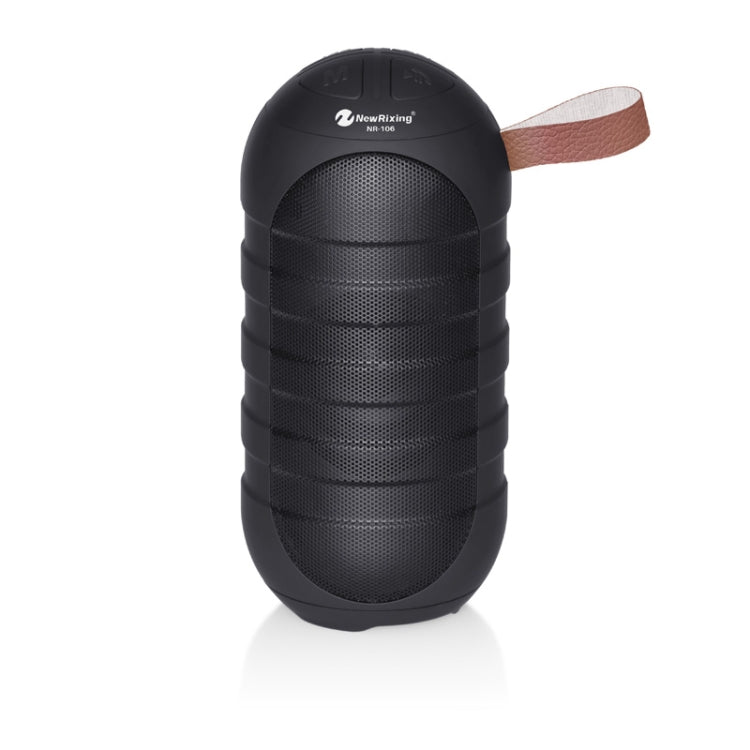 Coluna Bluetooth Sem Fios Mini Portátil NewRixing NR106 Estéreo Subwoofer Microfone Integrado Suporta Chamadas Mãos Livres Cartão TF e FM, sem LED Flash