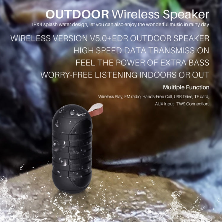 Coluna Bluetooth Sem Fios Mini Portátil NewRixing NR106 Estéreo Subwoofer Microfone Integrado Suporta Chamadas Mãos Livres Cartão TF e FM, sem LED Flash