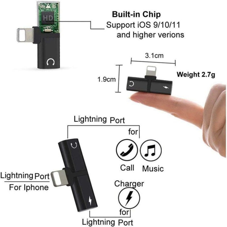 Zs-18182 Adaptador de Auricular 2 em 1 8 Pinos Macho para 8 Pinos Carregamento + 8 Pinos Áudio Fêmea, Suporta Chamadas e Controlo de Volume, Compatível com Sistema IOS 13