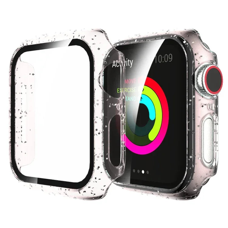 Para Apple Watch Series 4/5/6 & SE 1/2/3 44mm Capa Integrada com Pó Brilhante em PC + Filme de Ecrã em Vidro Temperado