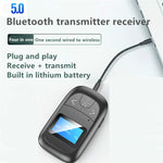 Adaptador Bluetooth T14 2 em 1 para chamadas mãos-livres no carro, receptor e transmissor Bluetooth com ecrã digital LCD, T14