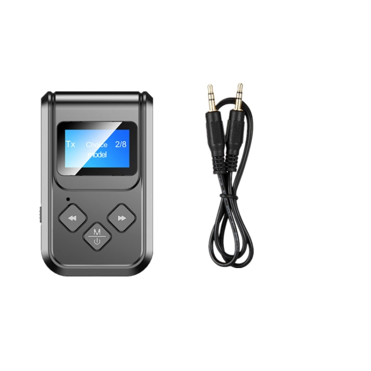 Receptor e transmissor de música Bluetooth 5.0 T15 2 em 1 com ecrã, T15