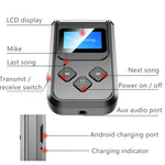 Receptor e transmissor de música Bluetooth 5.0 T15 2 em 1 com ecrã, T15
