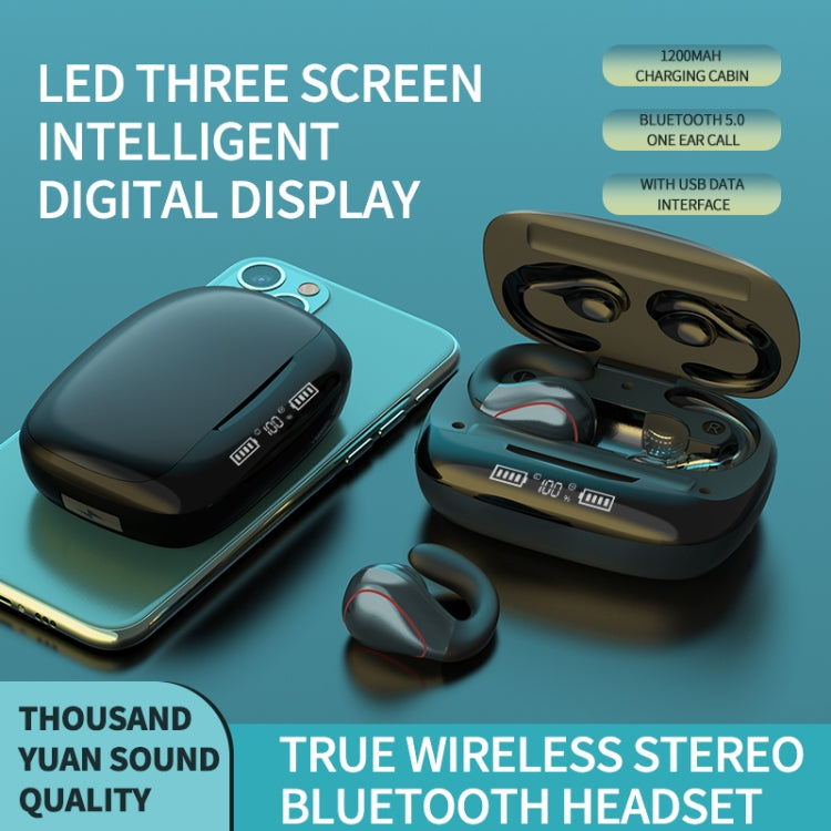 Auricular Bluetooth TWS T20 5.0 com controlo tátil, três LEDs para indicação da bateria e caixa de carregamento, suporte para chamadas e assistente de voz