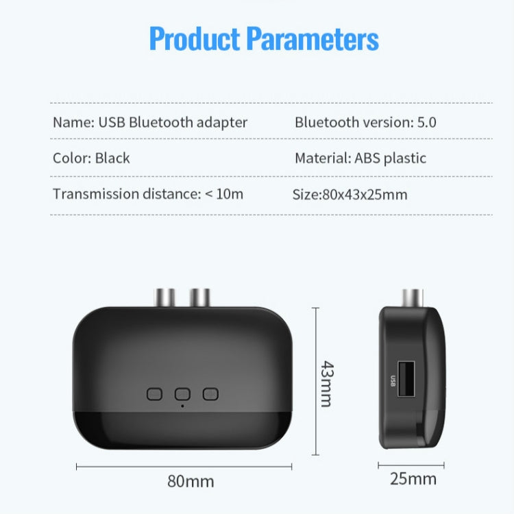 Receptor de Música Bluetooth 5.0 B20 NFC para Carro, Suporta Chamadas Hands-free, Cartão TF e Disco U