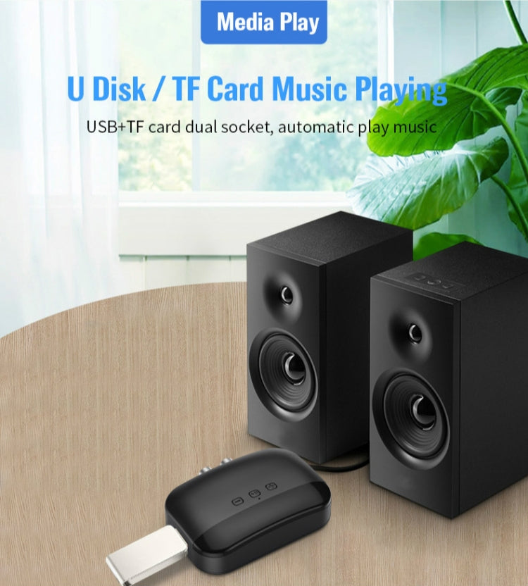Receptor de Música Bluetooth 5.0 B20 NFC para Carro, Suporta Chamadas Hands-free, Cartão TF e Disco U