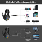 Auscultadores Gaming Estéreo ONIKUMA K20 para PS4 com Microfone/Luz LED para XBox One/Portátil Tablet
