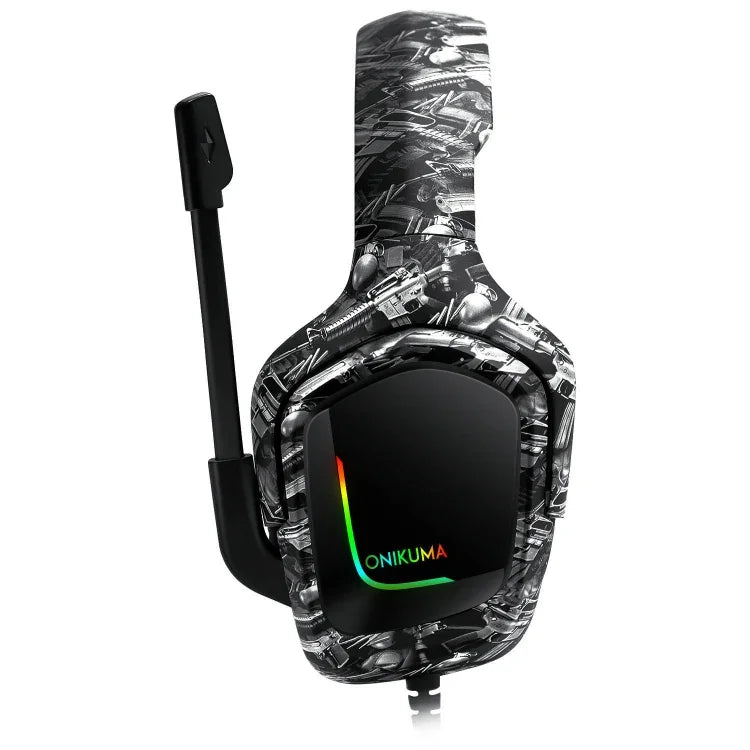 ONIKUMA K20 Auscultadores Gamer para PC com Som Surround, Graves, Microfone e Luz RGB para PS4