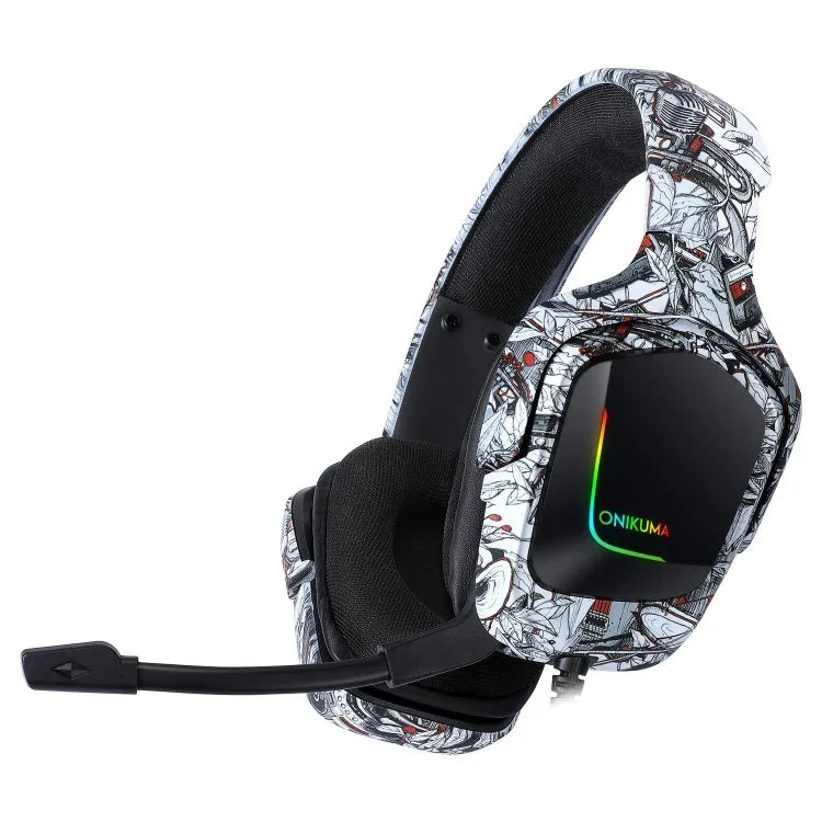 ONIKUMA K20 Auscultadores Gamer para PC com Som Surround, Graves, Microfone e Luz RGB para PS4