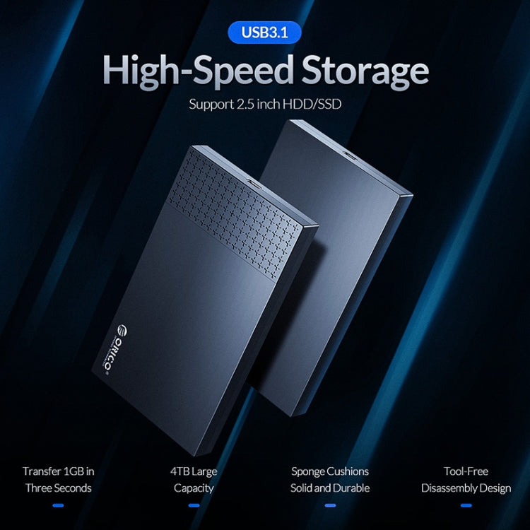 Caixa Portátil para Disco Rígido USB-C / Tipo-C ORICO 2526C3 2,5 polegadas