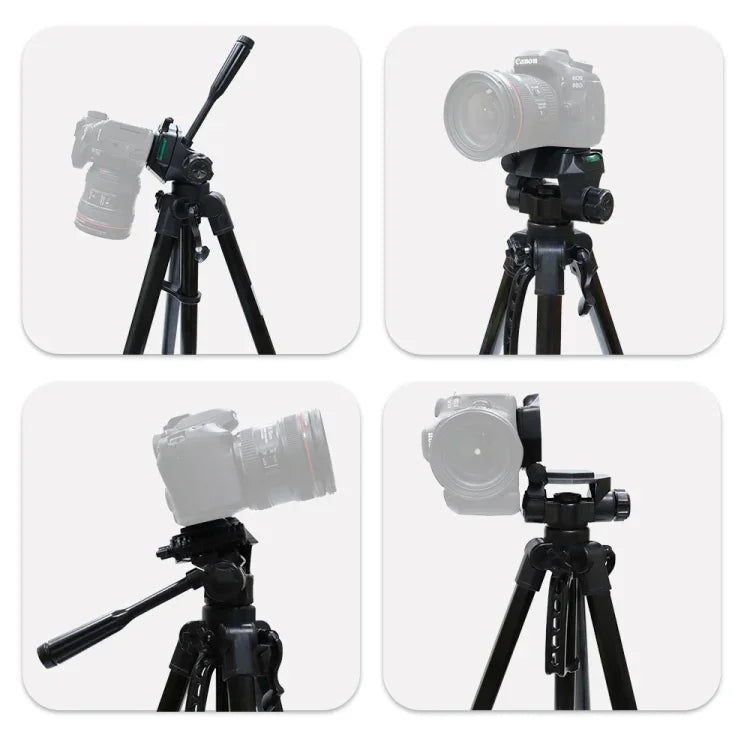 L-3600 Tripé Live com Gimbal de Amortecimento Tridimensional  Placa de Libertação Rápida Destacável  Ajuste de Altura 62-170cm para Câmara SLR  Luz Live  Projetor (Preto), L-3600