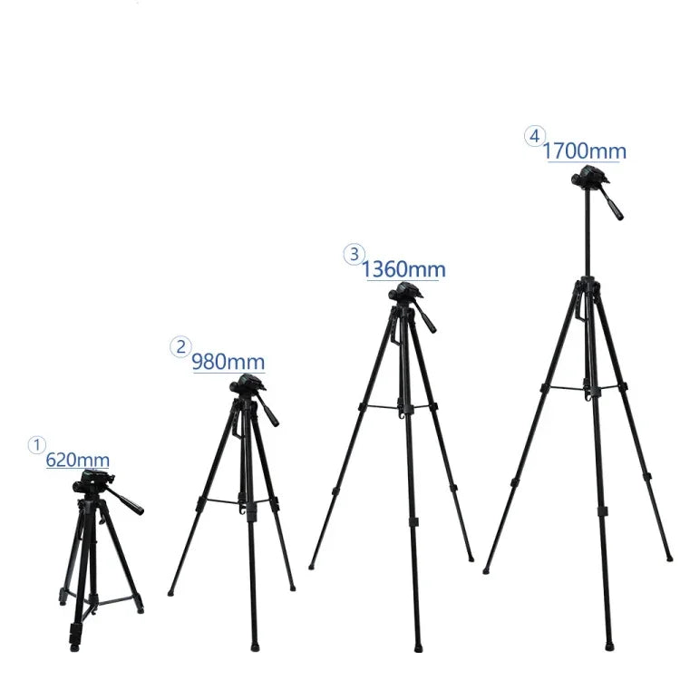 L-3600 Tripé Live com Gimbal de Amortecimento Tridimensional  Placa de Libertação Rápida Destacável  Ajuste de Altura 62-170cm para Câmara SLR  Luz Live  Projetor (Preto), L-3600