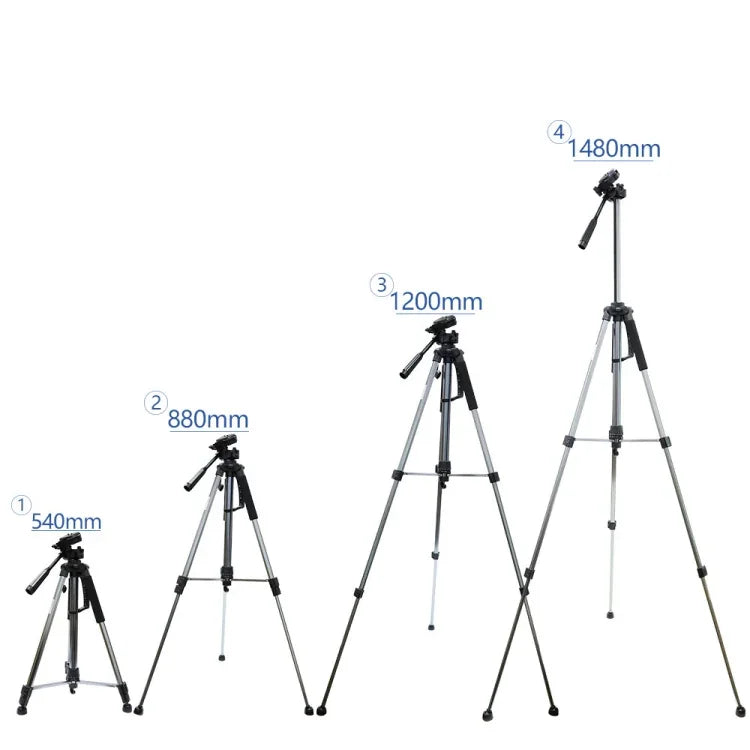 Suporte de Tripé para Transmissão ao Vivo L-1200 para Telemóveis, Câmaras, Projetores 55-148CM Tripé Universal Ajustável (Prateado), L-1200
