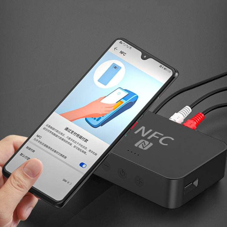 Receptor de música de secretária R6 NFC Bluetooth 5.0, Receptor Bluetooth, Suporta cartão TF