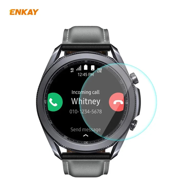 Película Protetora de Vidro Temperado ENKAY Hat-Prince 0,2mm 9H 2.15D com Borda Curvada, Para Samsung Galaxy Watch 3 45mm, Para Samsung Galaxy Watch 3 41mm