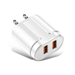 Carregador portátil de viagem com cabeça de carregamento universal dupla USB para telemóvel e tablet, ficha US, ficha US