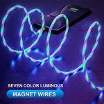 Cabo de Carregamento Magnético USB para 8 Pinos com Ventosa Colorida para Telemóvel, Comprimento: 1m, 1m