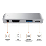 Adaptador HUB Multifuncional 4 em 1 Tipo-C / USB-C para HDMI + AUX + USB + PD Tipo-C / USB-C Dock HD