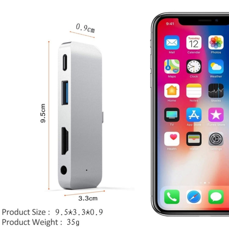 Adaptador HUB Multifuncional 4 em 1 Tipo-C / USB-C para HDMI + AUX + USB + PD Tipo-C / USB-C Dock HD