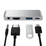 Adaptador HUB Multifuncional 4 em 1 Tipo-C / USB-C para HDMI + AUX + USB + PD Tipo-C / USB-C Dock HD