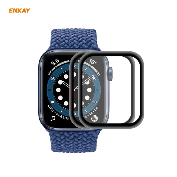 2 UNIDADES de Película de Ecrã em Vidro Temperado 3D com Borda em Liga de Alumínio à Prova de Explosão, Dureza de Superfície 9H 0,2mm ENKAY Hat-Prince, Para Apple Watch 6/5/4/SE 40mm