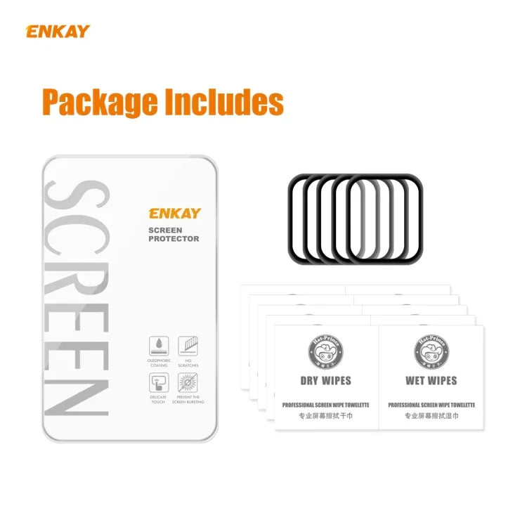 5 UN Para Apple Watch Series 6/5/4/SE 44mm Filme Protetor de Ecrã HD Curvo PET 3D de Dobragem a Quente ENKAY Hat-Prince, Para Apple Watch Series 6/5/4/SE 44mm