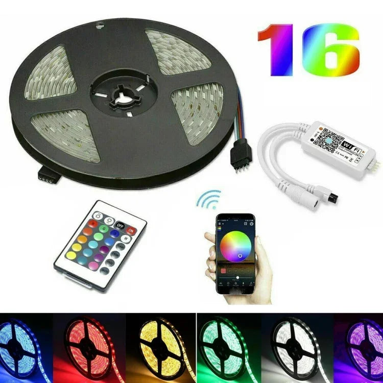 Kit de Energia para Fita de Luz LED RGB 5050 de 5M com WIFI para Casa Inteligente (Não impermeável)