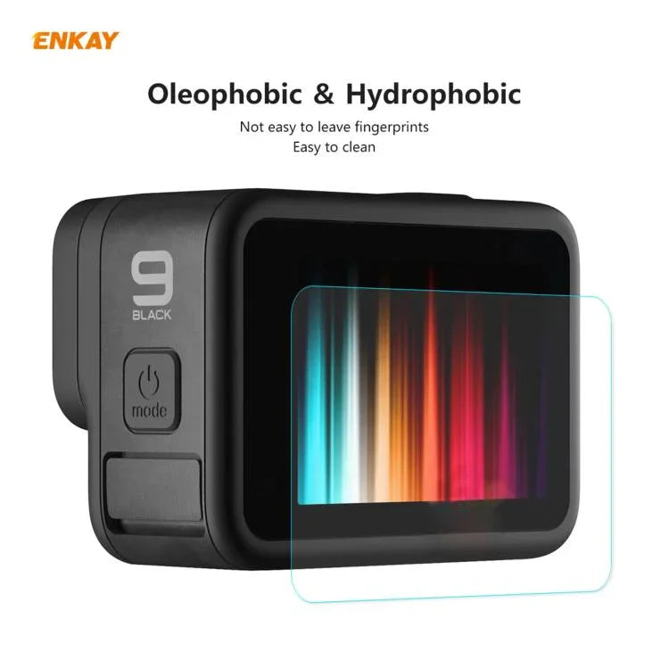 Para GoPro HERO9 Filme de Vidro Temperado Protetor 3 em 1 ENKAY Hat-Prince 0,2mm 9H 2.15D para Lente e Ecrã da Câmara