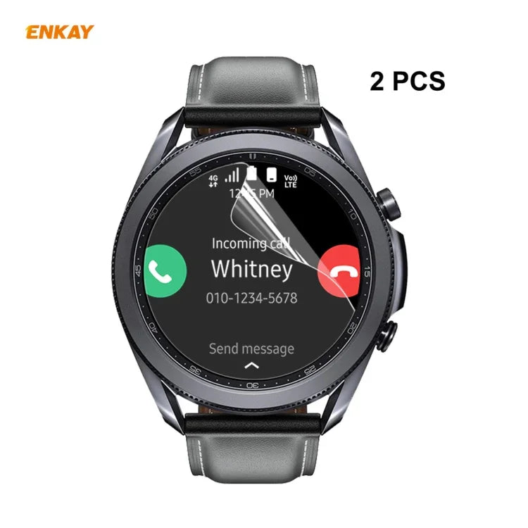 2 UNIDADES Película Protetora de Ecrã HD PET Transparente ENKAY Hat-Prince, Para Samsung Galaxy Watch3 45mm, Para Samsung Galaxy Watch3 41mm
