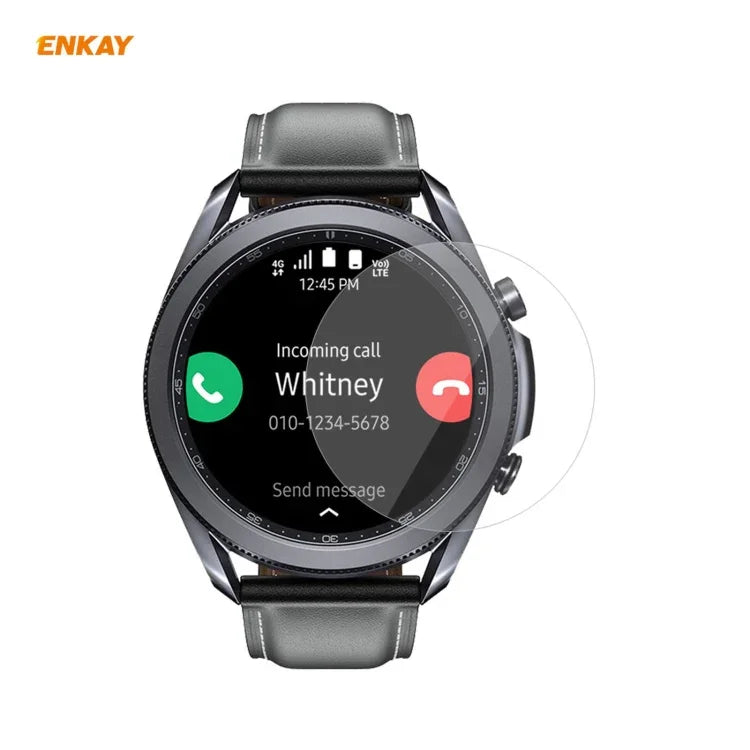 2 UNIDADES Película Protetora de Ecrã HD PET Transparente ENKAY Hat-Prince, Para Samsung Galaxy Watch3 45mm, Para Samsung Galaxy Watch3 41mm