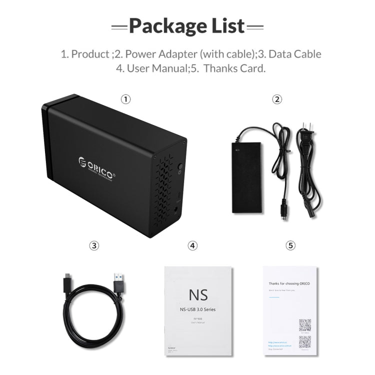 Caixa para Disco Rígido com 2 Baias USB3.0 e Raid ORICO NS200RU3, NS200RU3