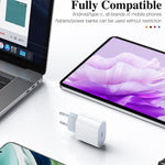 Carregador de Viagem PD 20W com Porta Única USB-C / Type-C, Ficha EU, 20W Real Ficha EU