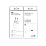 Conjunto 2 em 1: Carregador de Viagem PD 20W com Porta Única USB-C / Type-C + Cabo de Dados de Carregamento Rápido 3A PD3.0 USB-C / Type-C para USB-C / Type-C, Comprimento do Cabo: 1m, Ficha EU, 20W 1m