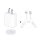 Conjunto 2 em 1: Carregador de Viagem PD 20W com Porta Única USB-C / Type-C + Cabo de Dados de Carregamento Rápido 3A PD3.0 USB-C / Type-C para 8 Pinos, Comprimento do Cabo: 1m, Ficha US, 20W 1m