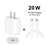 Conjunto 2 em 1: Carregador de Viagem PD 20W com Porta Única USB-C / Type-C + Cabo de Dados de Carregamento Rápido 3A PD3.0 USB-C / Type-C para 8 Pinos, Comprimento do Cabo: 1m, Ficha US, 20W 1m