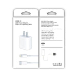 Conjunto 2 em 1: Carregador de Viagem PD 20W com Porta Única USB-C / Type-C + Cabo de Dados de Carregamento Rápido 3A PD3.0 USB-C / Type-C para 8 Pinos, Comprimento do Cabo: 1m, Ficha US, 20W 1m