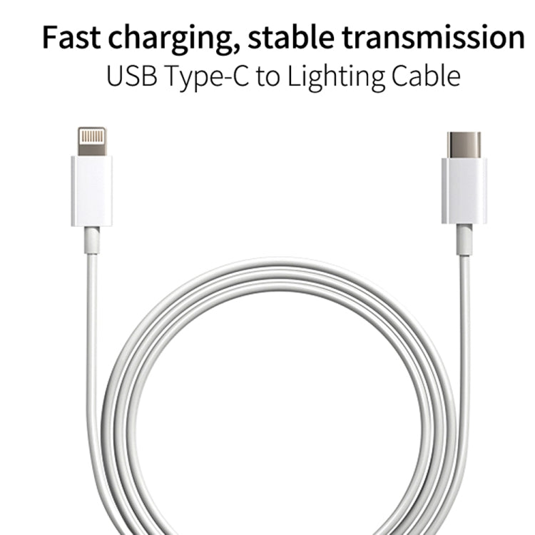 Conjunto 2 em 1: Carregador de Viagem PD 20W com Porta Única USB-C / Type-C + Cabo de Dados de Carregamento Rápido 3A PD3.0 USB-C / Type-C para 8 Pinos, Comprimento do Cabo: 1m, Ficha US, 20W 1m