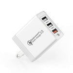 Carregador Rápido Universal SDC-30W 30W QC 3.0 USB + 2 Portas USB 2.0 2.4A para Telemóvel, Tablet e PC, Carregador de Viagem, Ficha US