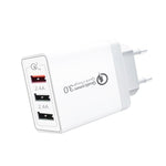 Carregador Rápido Universal SDC-30W 30W QC 3.0 USB + 2 Portas USB 2.0 2.4A para Telemóvel, Tablet e PC, Carregador de Viagem, Ficha EU