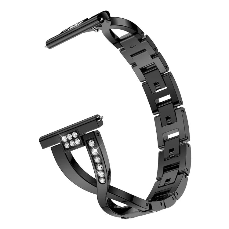 Pulseira de Pulso em Aço Inoxidável Maciço com Diamantes em Forma de X para Samsung Gear S3