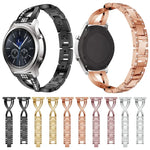 Pulseira de Pulso em Aço Inoxidável Maciço com Diamantes em Forma de X para Samsung Gear S3