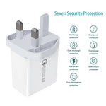 SDC-30W Cabo de Dados 2 em 1 USB para USB-C / Tipo-C + Carregador Rápido Universal 30W QC 3.0 USB + 2 Portas USB 2.0 2.4A para Telemóvel, Tablet, PC, Conjunto de Carregador de Viagem, Ficha Reino Unido, com Cabo USB-C / Tipo-C, Ficha Reino Unido