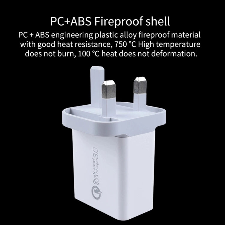 SDC-30W Cabo de Dados 2 em 1 USB para 8 Pinos + Carregador Rápido 30W QC 3.0 USB + 2 Portas USB 2.0 2.4A para Telemóvel Tablet PC Universal, Carregador de Viagem, Ficha UK, com Cabo de 8 Pinos, Ficha UK
