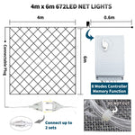 Cortina de Luzes para Rede de Pesca 4x6m com 672 LEDs à Prova de Água, Luzes de Fada para Casamento, Festa, Decoração de Feriados, 220V, Ficha UE
