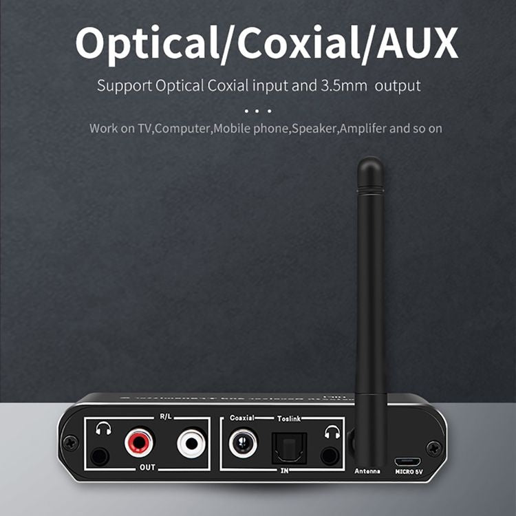 Receptor e Transmissor Bluetooth 5.0 Digital 3 em 1 ZS-SGD09 de Digital para Analógico