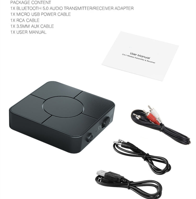 KN326 Receptor e transmissor de áudio Bluetooth 5.0 adaptador Bluetooth dois em um para chamadas mãos-livres