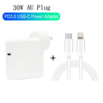 Carregador de viagem 2 em 1 PD3.0 30W USB-C / Type-C com pé destacável + conjunto de cabo de dados de carregamento rápido PD3.0 3A USB-C / Type-C para 8 pinos, comprimento do cabo: 1m, ficha AU, 1m