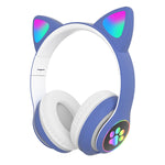 Auriculares Bluetooth 5.0 TN-28 com ficha 3,5 mm, ligação dupla, RGB, orelhas de gato, graves, estéreo com cancelamento de ruído, suporte para cartão TF, com microfone