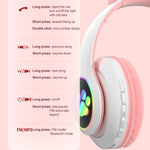 Auriculares Bluetooth 5.0 TN-28 com ficha 3,5 mm, ligação dupla, RGB, orelhas de gato, graves, estéreo com cancelamento de ruído, suporte para cartão TF, com microfone