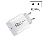 Carregador de viagem SDC-20W PD 20W com interface USB-C / Type-C única, ficha UE, ficha US, ficha UK